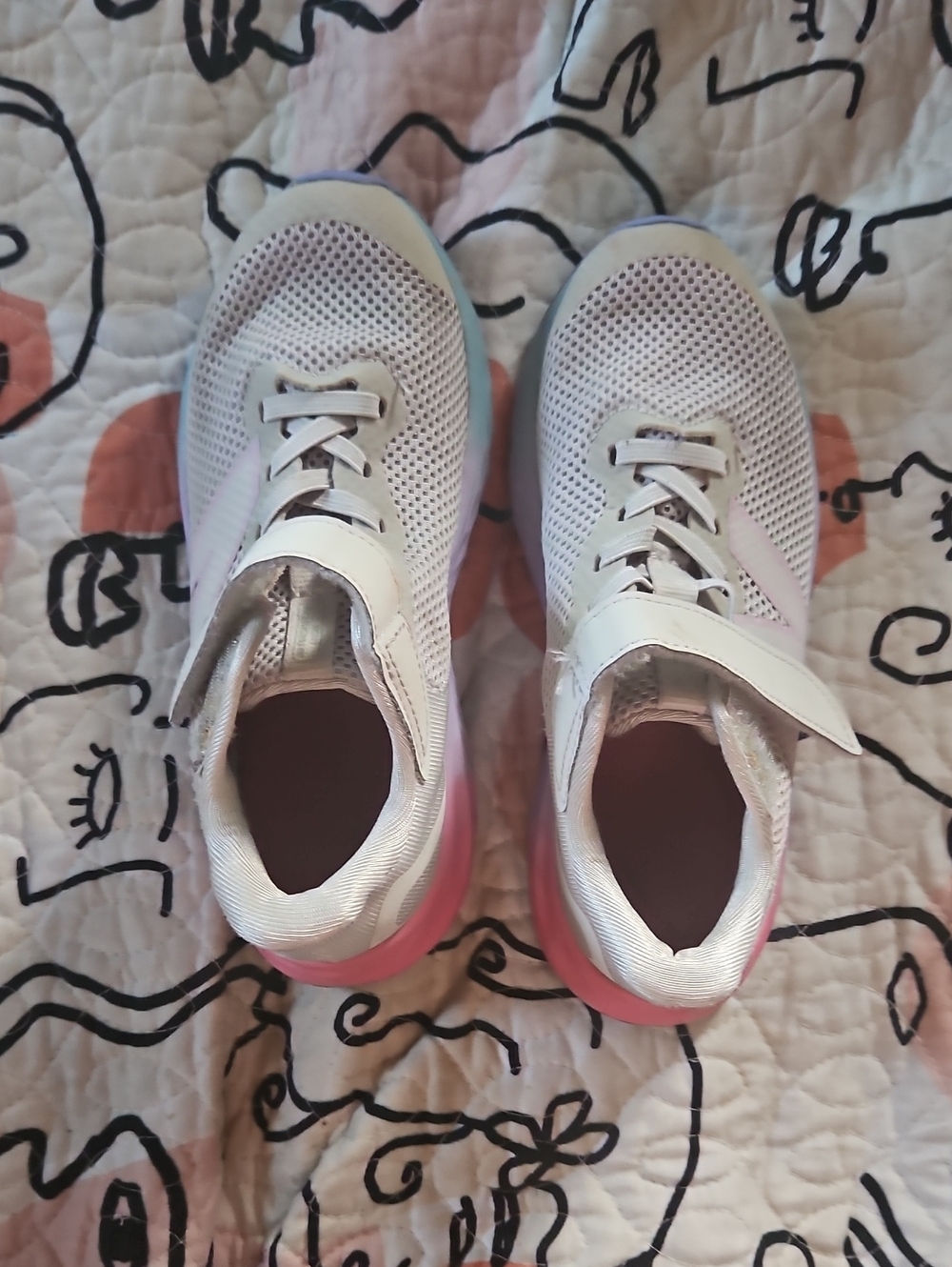 New Balance Kids White and Pink Sneakers